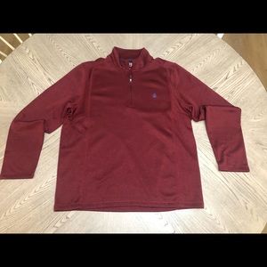 IZOD Red Quarter Zip Sweater with Blue Detailing. Size XL